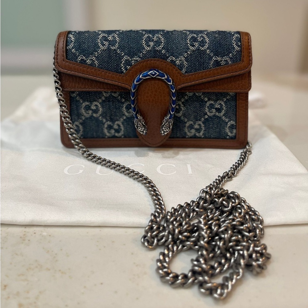 Denim leather Gucci Dionysis super mini Crossbody handbag
